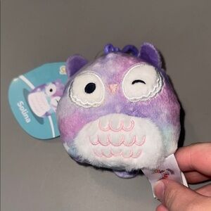 Squishmallows Solina (Galaxy) Owl Plush Keychain NWT
